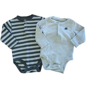 🍁2/$7🍁 CARTER'S Grey Striped Thermal Long Sleeve Onesies